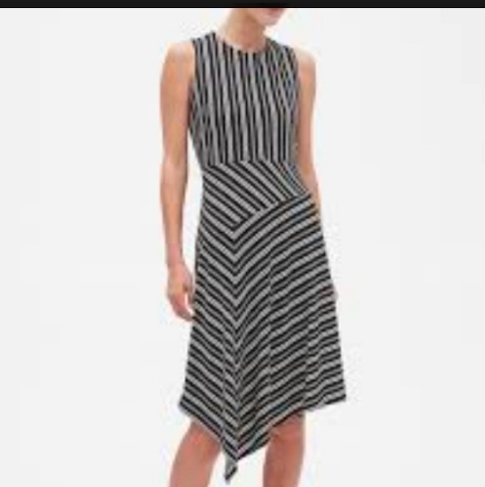 Banana Republic Black and White Asymmetrical A-Line Dress